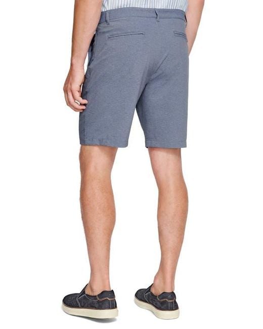 Johnston & Murphy Blue Xc4 Performance Flat Front Shorts for men