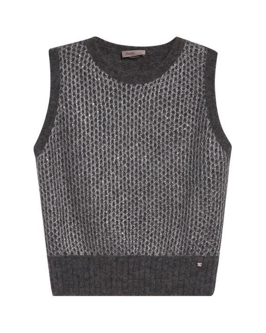 Herno Black Sequin Metallic Sleeveless Sweater