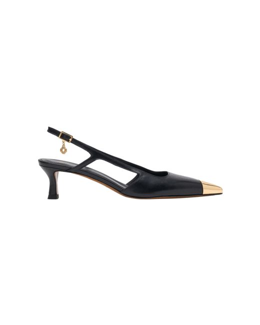 Maje Blue Smooth Leather Slingback Pumps