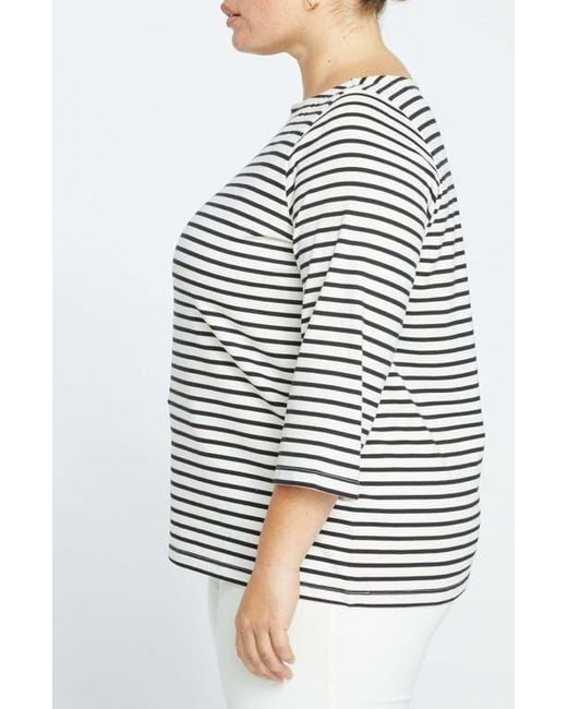 UNIVERSAL STANDARD Black Belle Breton Stripe Top