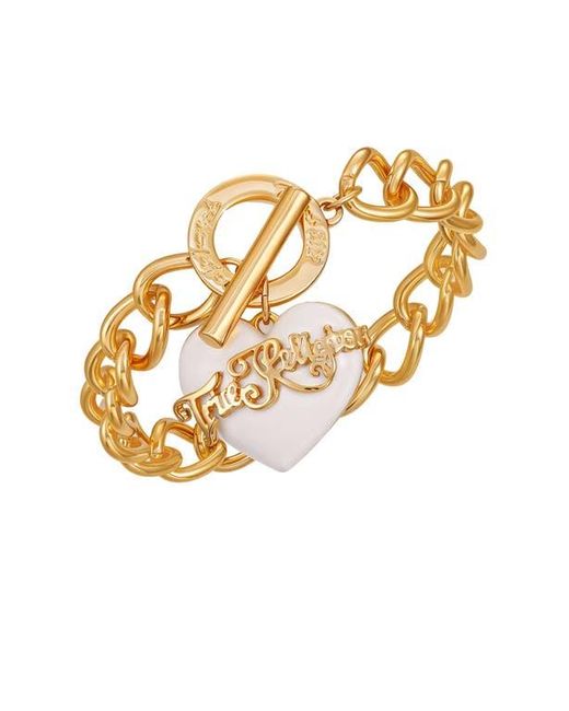 True Religion Metallic Chunky Heart Charm Bracelet