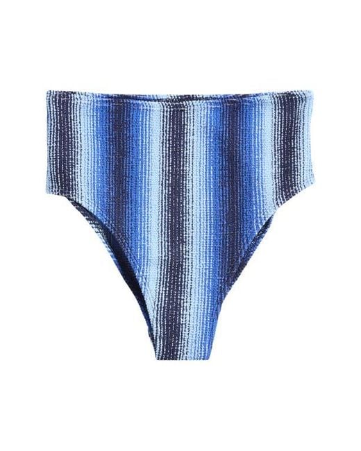 Lemlem Blue Stripe High Leg Bikini Bottoms