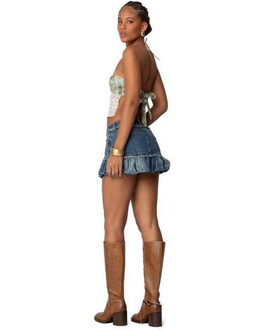 Edikted Blue Kloe Backless Halter Top