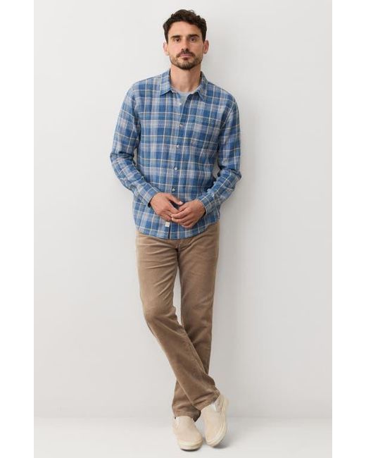 Marine Layer Blue Classic Plaid Stretch Cotton Button-Up Shirt for men