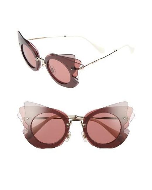 Download Miu miu 63mm Layered Butterfly Sunglasses in Pink | Lyst
