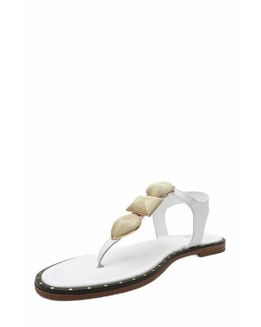 Forever & Always Shoes White Giulia Leather Flat Sandal