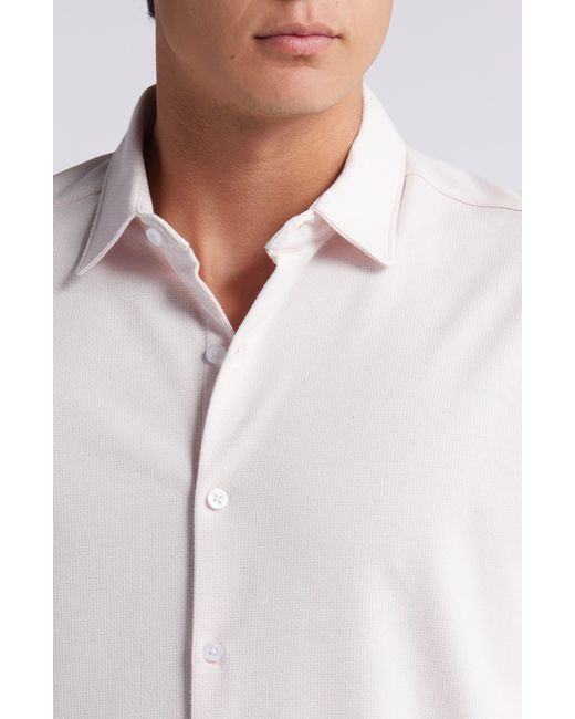 Robert Barakett White Keyes Slim Fit Short Sleeve Knit Button-up Shirt for men