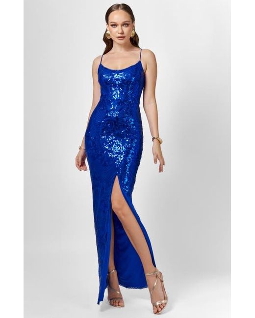 Bariano Sera Strappy Back Sequin Gown in Blue | Lyst Bariano Sera Strappy Back Sequin Gown in Blue | Lyst