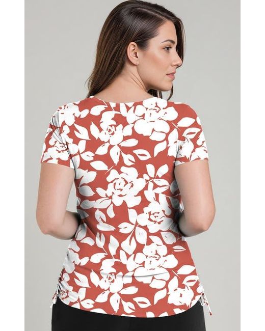 Calypsa Red Plus Size Short Sleeve Adele Swim Top