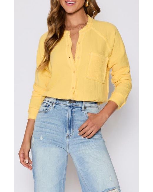 Vici Collection Blue Chill Cotton Gauze Button-Up Shirt