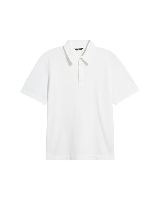 7 For All Mankind White Piqué Knit Polo for men