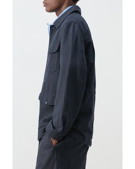 Mango Blue Button Front Chore Jacket for men