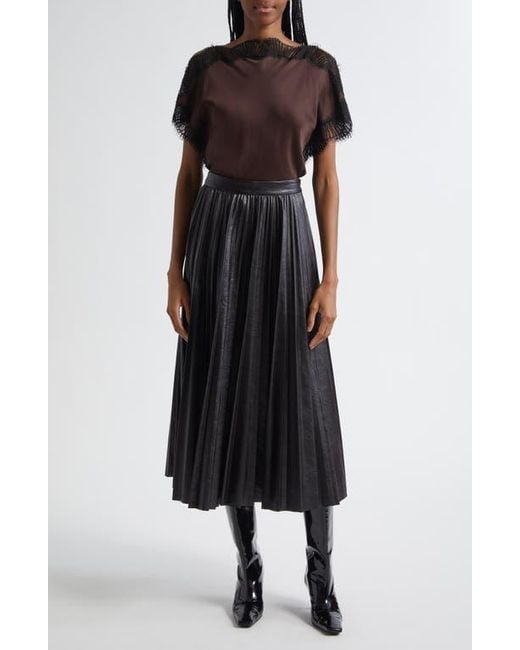 A.L.C. Black Luna Lace Trim Satin Top