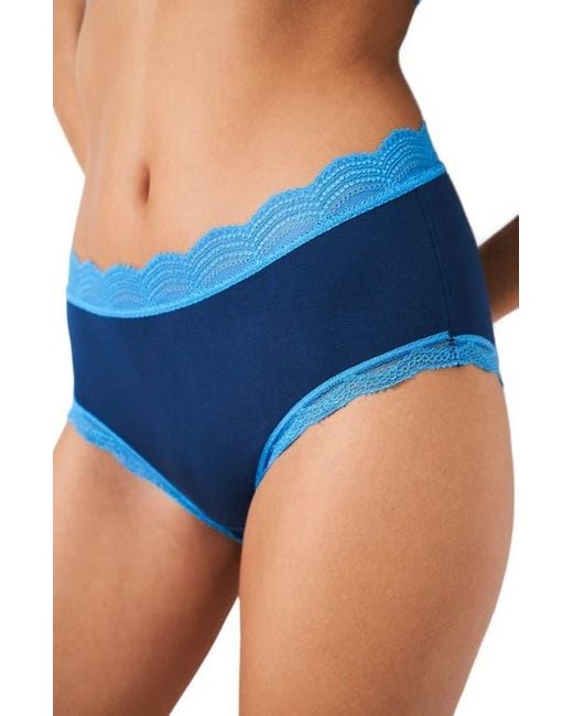 Stripe & Stare Blue Lace Bralette & High Rise Knicker Set