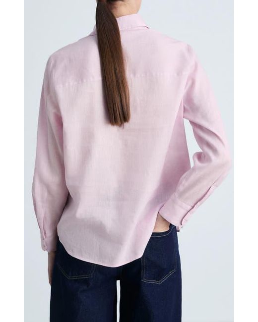 Mango Pink Lino Linen & Cotton Button-Up Shirt