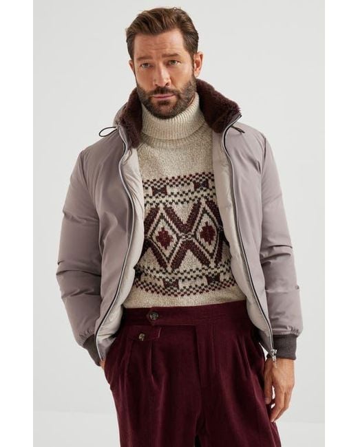 Brunello Cucinelli Brown Nylon Down Jacket for men