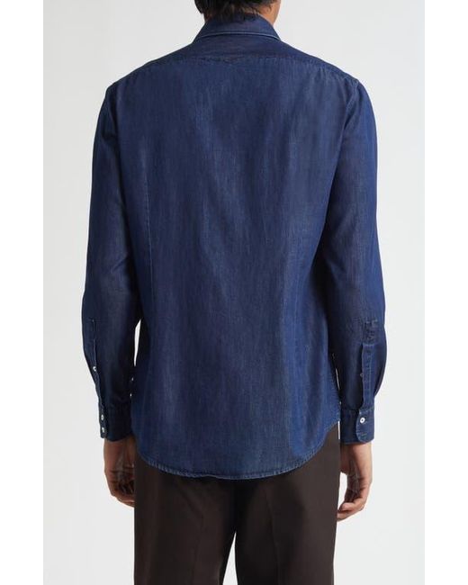Massimo Alba Blue Canary Classic Fit Cotton Denim Button-Up Shirt for men