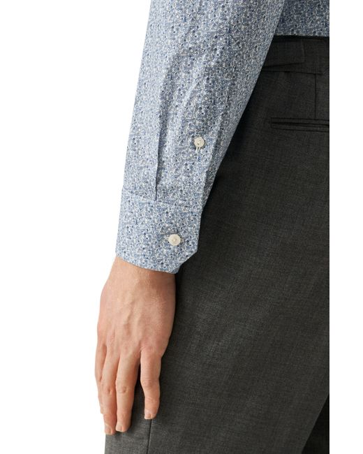 Eton of Sweden Gray Slim Fit Floral Cotton Dress Shirt for men