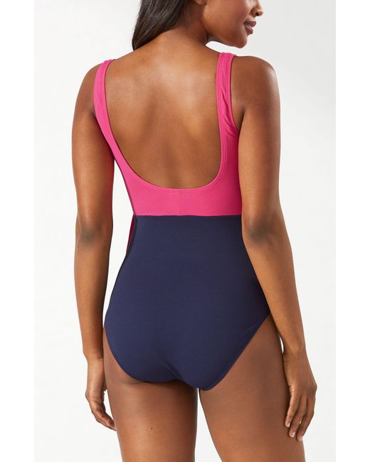 Tommy Bahama Red Colorblock Scoop Back One-piece Swimsuit
