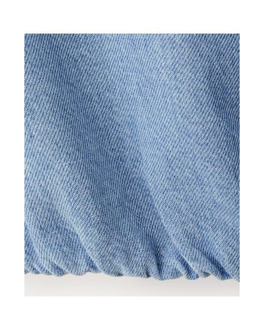 Mango Blue Drape Plunge Neck Top