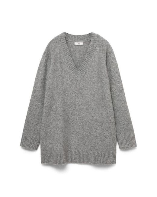Mango Gray Oversize V-Neck Sweater