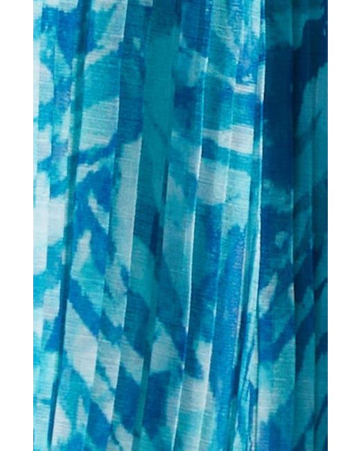 Ramy Brook Blue Soraya Pleated Puff Sleeve Top
