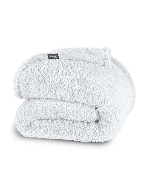 Bare Home White Solid Faux Shearling Blanket