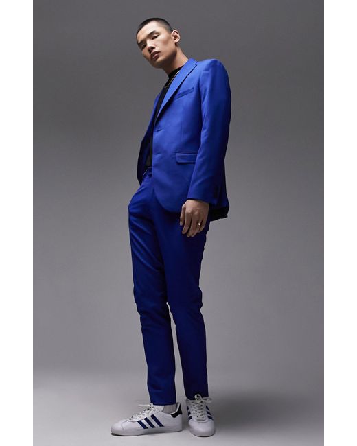 Topman Blue Slim Suit Pants for men