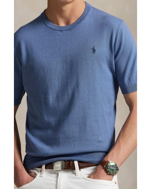 Polo Ralph Lauren Blue Short Sleeve Cotton Crewneck Sweater for men