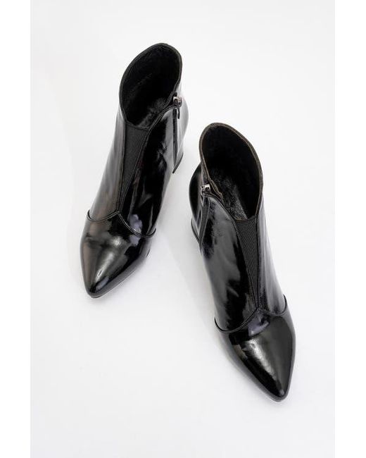 Forever & Always Shoes Black Finda Leather Block Heel Boot