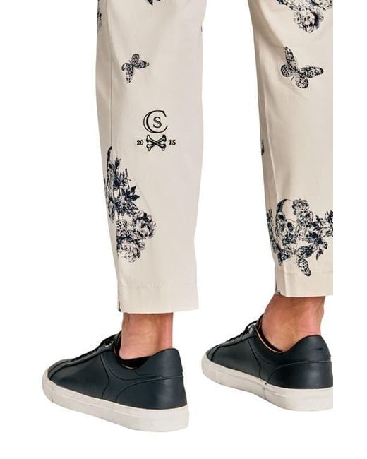 Con.struct Natural Slim Fit Skull Pleated Drawstring Pants for men