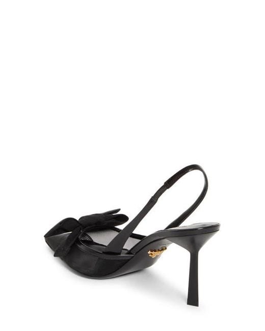 Prada Black Mesh Bow Slingback Pump