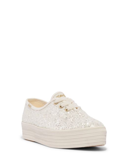 Keds White Point Glitter Platform Sneaker