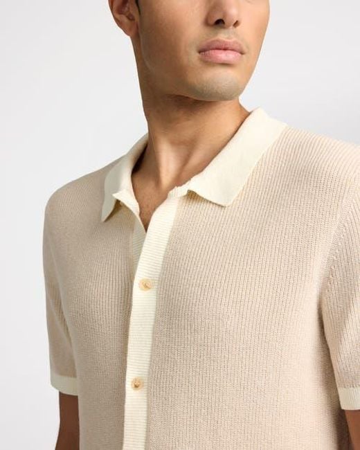 Onia Natural Cotton Linen Button Up Sweater for men
