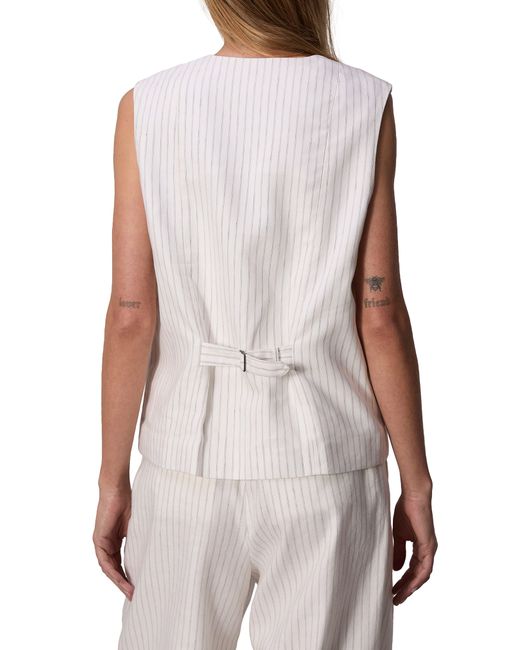 Rag & Bone White Erin Stripe Cotton & Linen Vest