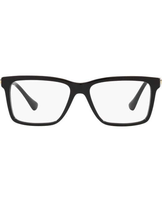Versace Black 56Mm Rectangular Optical Glasses for men