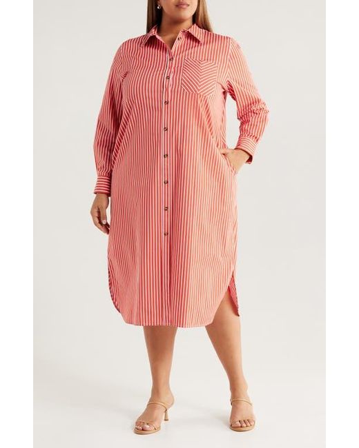 UNIVERSAL STANDARD Red Odeon Stretch Poplin Shirtdress