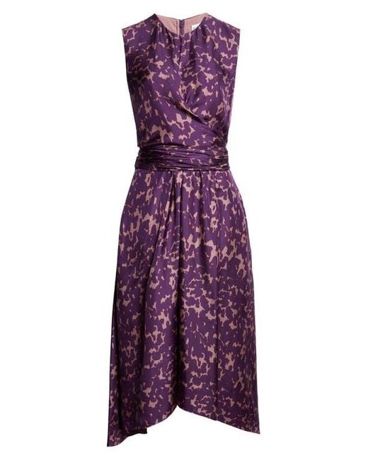 Altuzarra Purple Penny Print Silk High-Low Maxi Dress