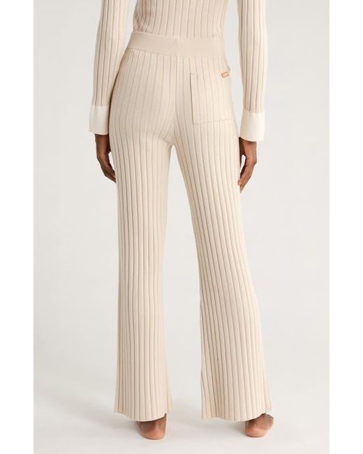 Lunya White Cozy Cotton Blend Rib Knit Pants