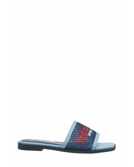 True Religion Blue Brat Mesh Slip On Sandal