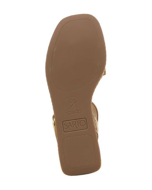 Sarto Metallic Tilly Ankle Strap Platform Wedge Sandal