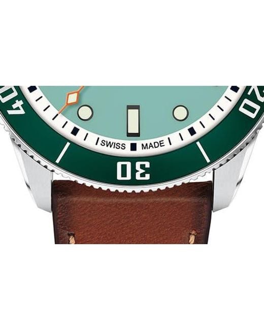Movado Green Calendoplan Leather Strap Watch, 40Mm for men