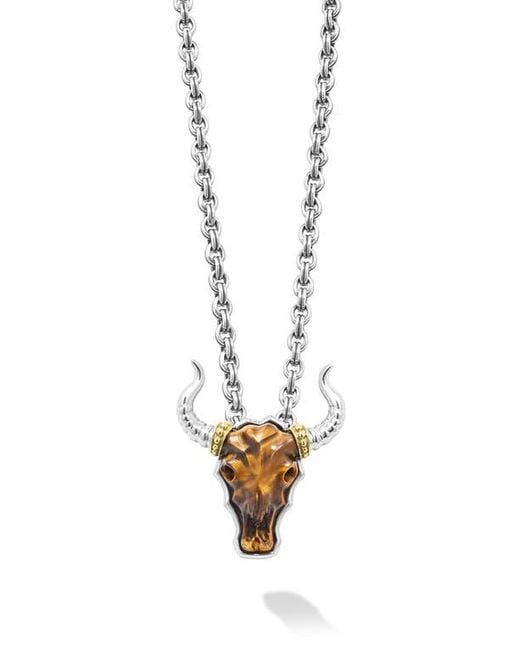 Lagos White Anthem Bull Pendant Necklace