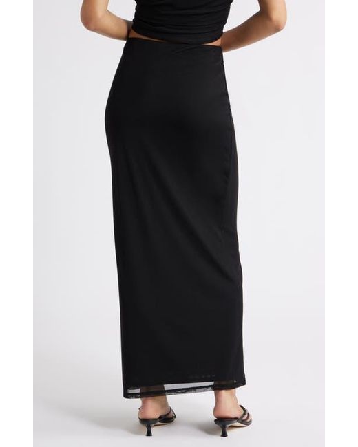 Open Edit Black Mesh Maxi Skirt