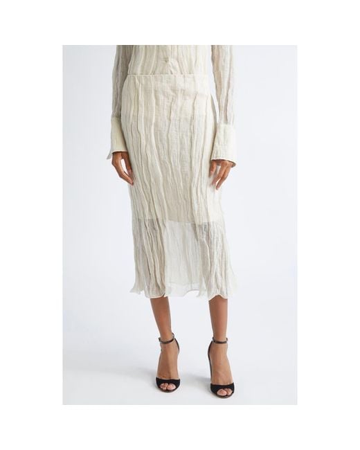 Brandon Maxwell Natural The James Metallic Organza Straight Skirt