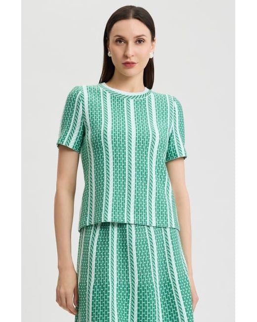 Ming Wang Green Roadmap Pattern Soft Knit Top