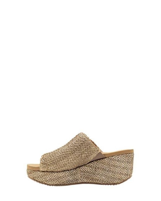 Volatile Raffia Volatile Canteen Water Resistant Raffia Wedge Platform Sandal in Brown ...