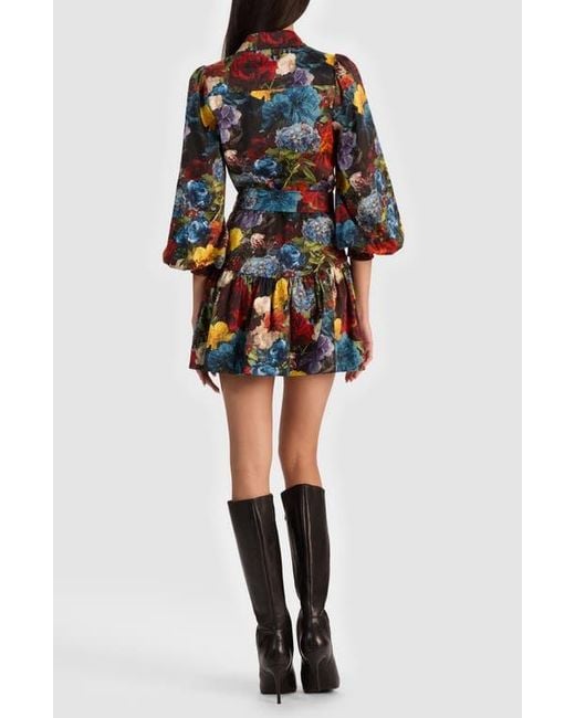 Alice + Olivia Multicolor Lily Long Sleeve Floral Shirtdress