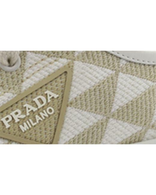 Prada White Triangle Jacquard Low Top Sneaker