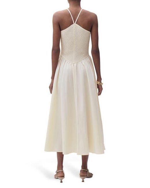Mango Natural Smocked Sleeveless Midi Dress